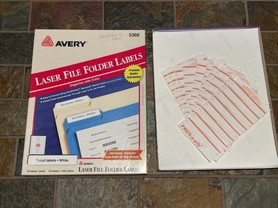 Avery Laser File Folder Labels 5366 30 Labels/Sheet Printer Organization +BONUS!