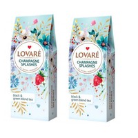 "2X80 G Lovare Tee \"Splashes Champagne\" Schwarz Ung GrüNteemischung 80G"