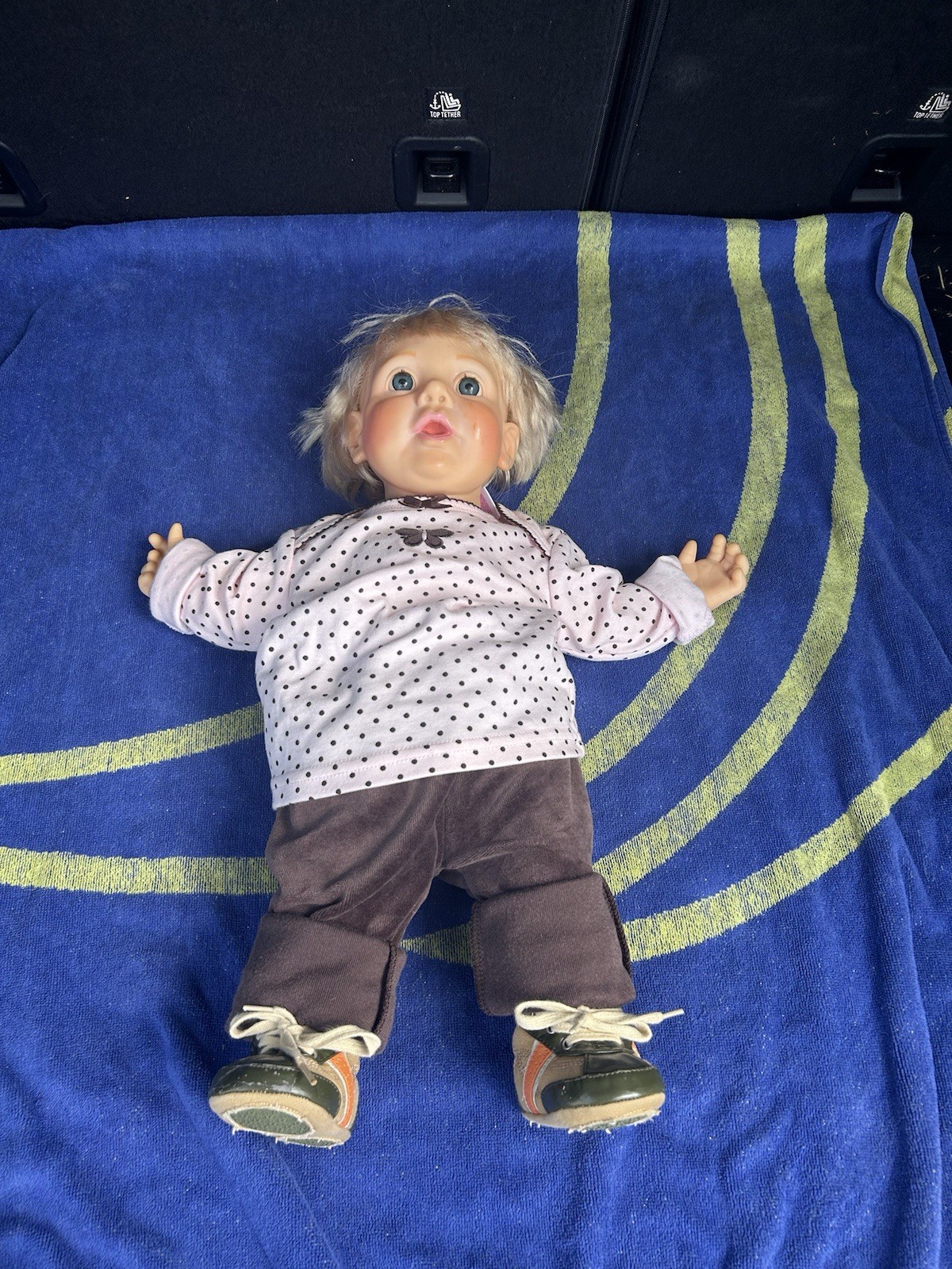Vintage Hasbro Real Baby 1984, Turner Weighted Baby Girl Doll Blonde Hair Blue