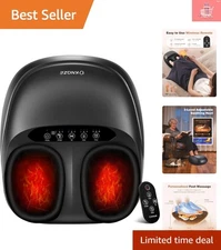 Professional Foot Massager Machine with Remote & Auto-Off Timer - Black