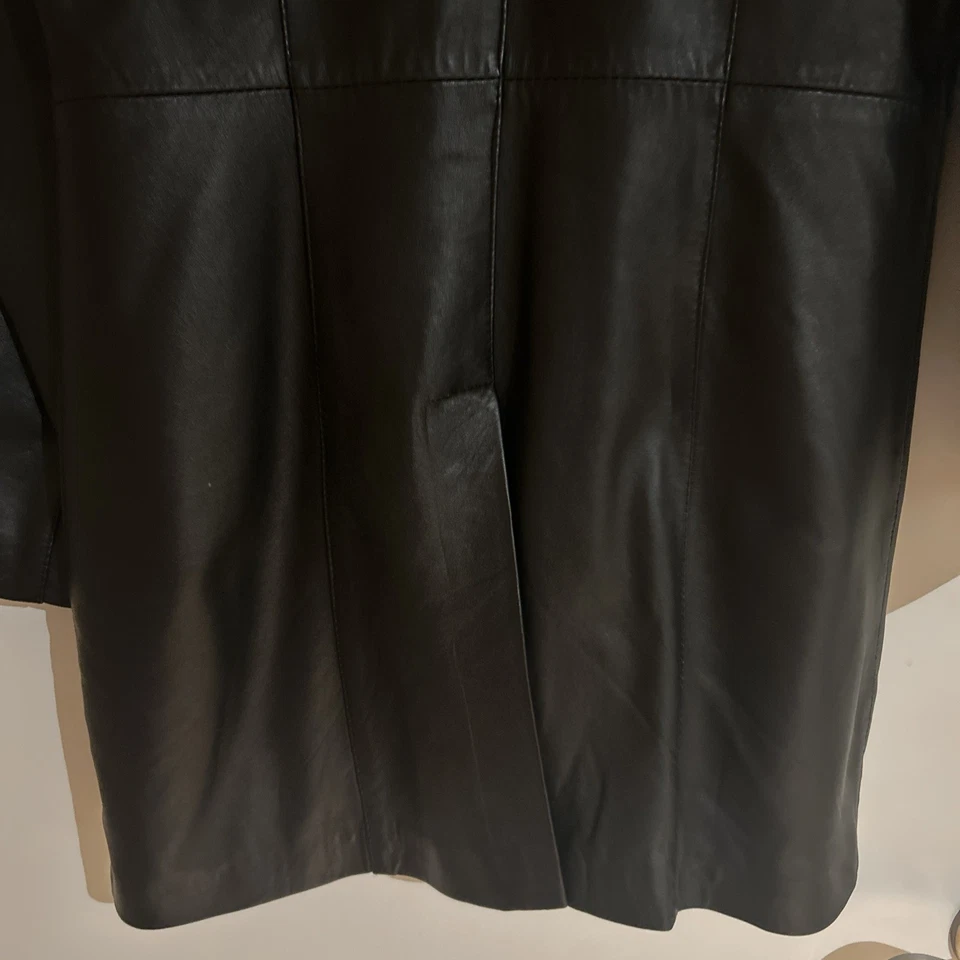 Gabardina para mujer Vera Pelle de cuero negro de longitud media - Hecha en Italia talla 44 Foto 4 de 4