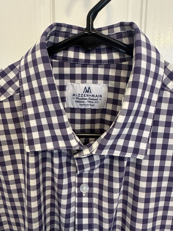 Mizzen & Main Leeward Button Down Shirt Mens Medium M Purple Check Trim Fit NWOT