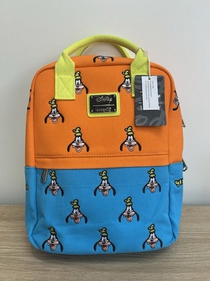 Loungefly Disney Sensational Six Goofy Canvas AOP orange blau Rucksack Tasche neu mit Etikett