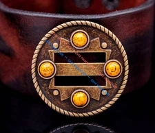 10X Brass Western Rope Side Turquoise Leathercraft Saddles Slotted Concho 1-1/2"