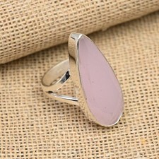 Pink Chalcedony Gemstone Handmade 925 Solid Sterling Silver Ring Jewelry