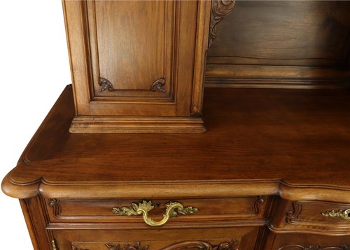 Cabinet Antique French Louis XV Rococo Walnut Wood 1900 Pretty Glass Door - Picture 9 of 12