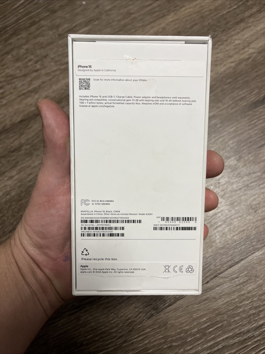 Apple iPhone 16 EMPTY BOX Only Black 128GB Genuine | eBay