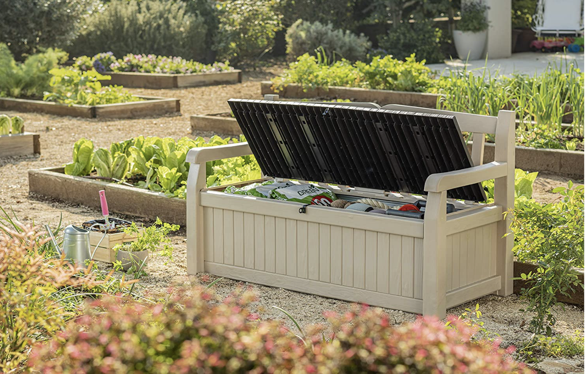 Resin Outdoor Storage Bench Resin Deck Box, Outdoor Storage Container,