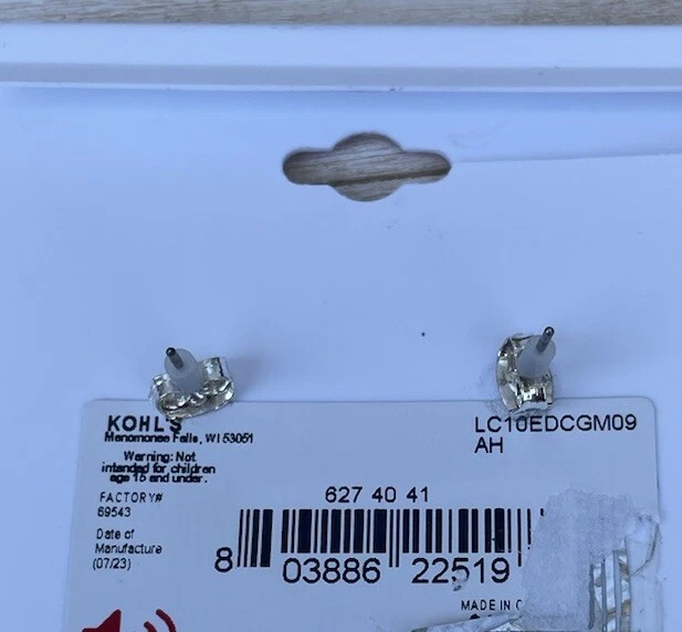 LC Lauren Conrad Plata Cristal Aro Pendientes Colgantes Tachuelas Traseras Nuevos Mujer’s Moda Foto 3 de 4