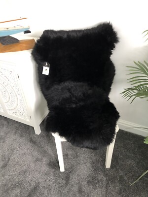 Lammfell Teppich Schwarz Farbe Schlafzimmerteppich Woolmark Zertifiziert Brandneu mit Etikett Groß Original