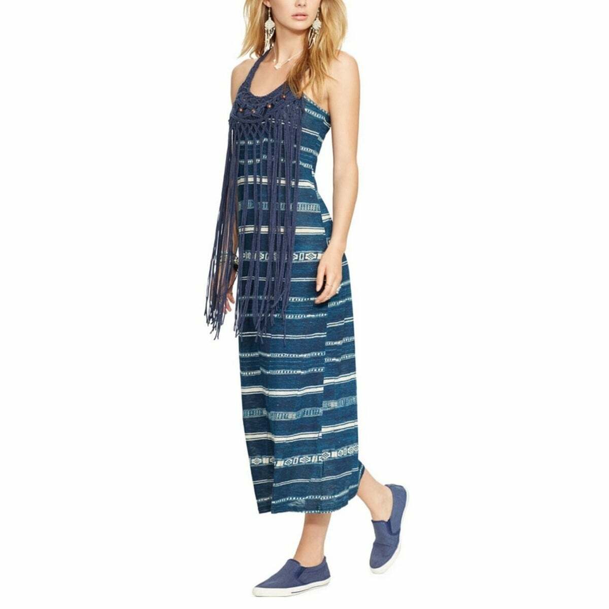 Denim & Supply By Ralph Lauren Fringe Macrame Maxi Dress S Women's Long NW  17257