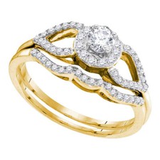10kt Yellow Gold Womens Round Diamond Bridal Wedding Engagement Ring Band S