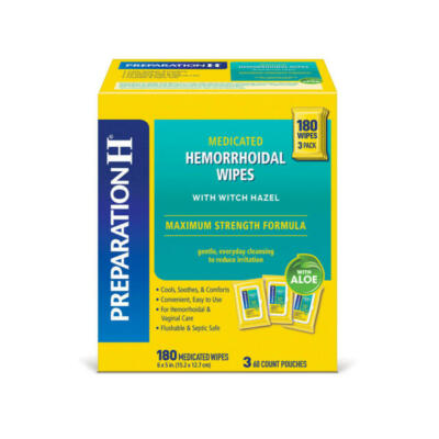 Preparation H 055695 Medicated Hemorrhoidal Wipes 180 CT
