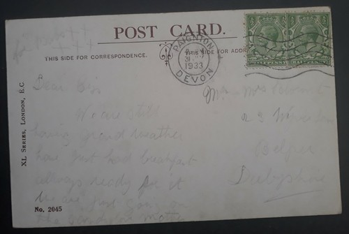 1933 Great Britain Novelty Postcard-"I'm putting on tons" ties 2 stamps - Picture 3 of 3