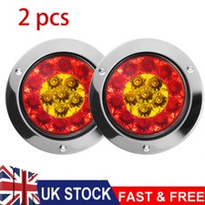 2X 4'' 12V 24V Round 16 LED Truck Trailer RV Brake Stop Turn Signal Tail Light