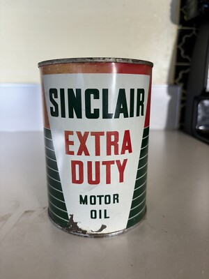 Vtg 1950s Sinclair Extra Duty Motor Oil 1 Quart Oil Can Tin Dino Gas ...