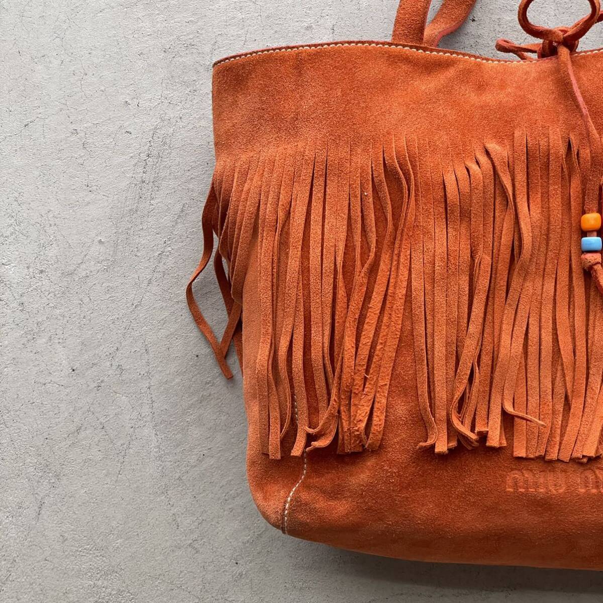MIU MIU 00s Fringe Leather Bag Archive Orange Tracking MIU MIU 00s Fringe Leather Bag Archive Orange Tracking