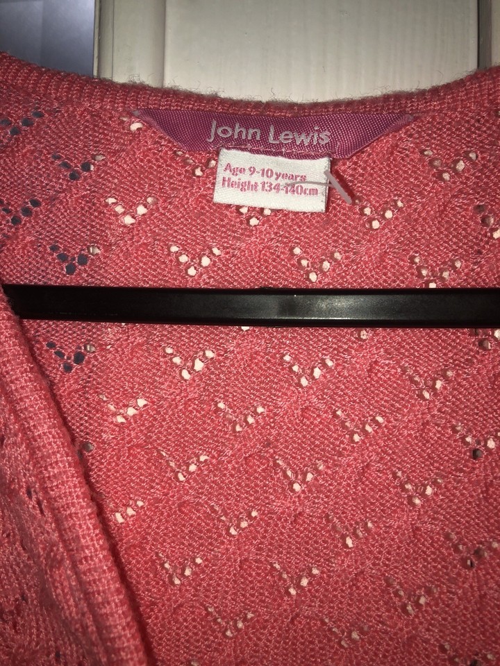 John Lewis Girls' Shrug Cardigan Pink 9 YEARS eBay