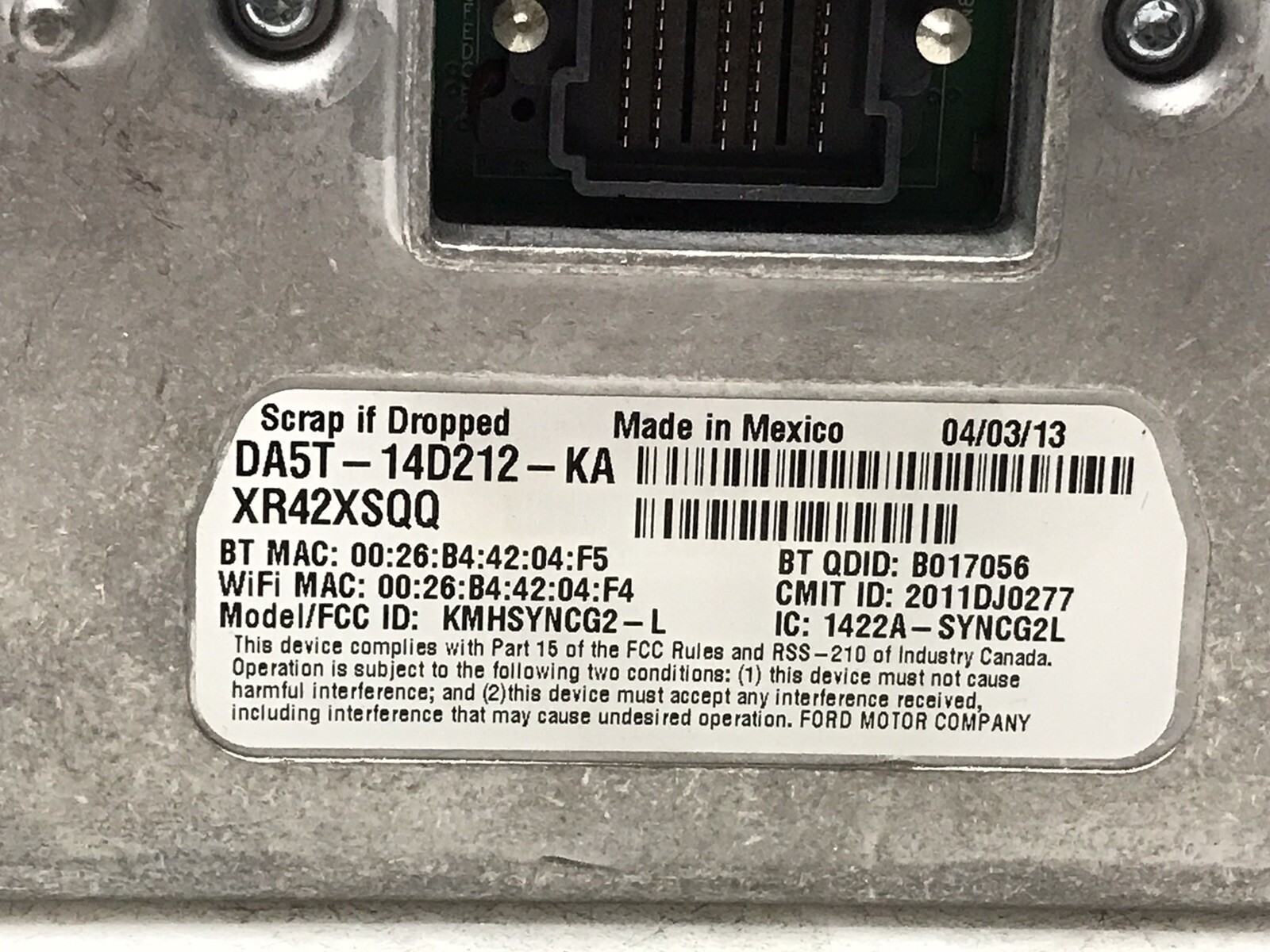 2013 Ford Fusion Radio Screen Navigation Sync 3 Module DS7T-14F239-BP "G045D"