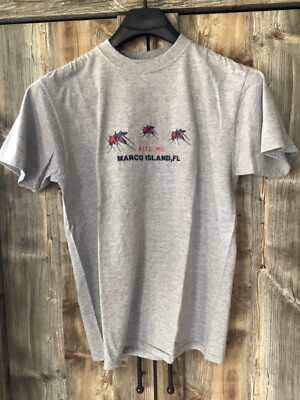 Mens ANVIL Gray Short Sleeve Crew Fly Fishing T Shirt Embroidered *BITE ME* L