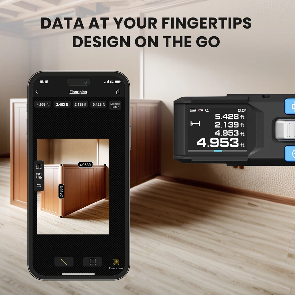 Cinta métrica digital - Herramienta de medición precisa profesional 3 en 1 con Bluetooth Foto 3 de 4