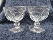 2 Heisey Low Footed Glass Sherbets Diamond H Logo Vintage Rare Base