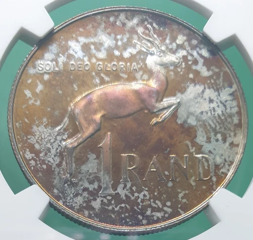 1968 SOUTH AFRICA SILVER 1 LAND ENGLISH BEAUTIFUL TONING NGC PF 65