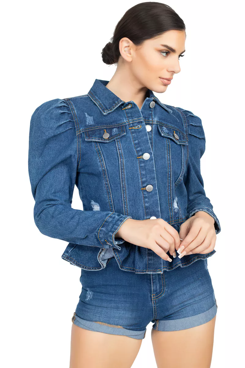 Puff shoulder cheap jean jacket