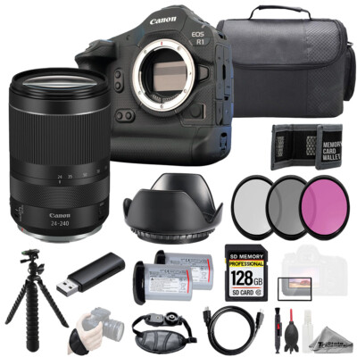 Canon EOS R1 + RF 24-240mm f/4-6.3 IS USM Lens+128GB+ExtBat+3PC Filter-Kit