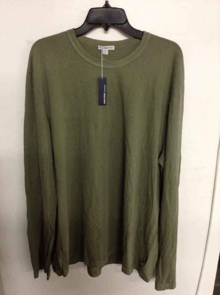 James Perse Clothing Men's new Shamrock Green Classic L/S Cotton T
