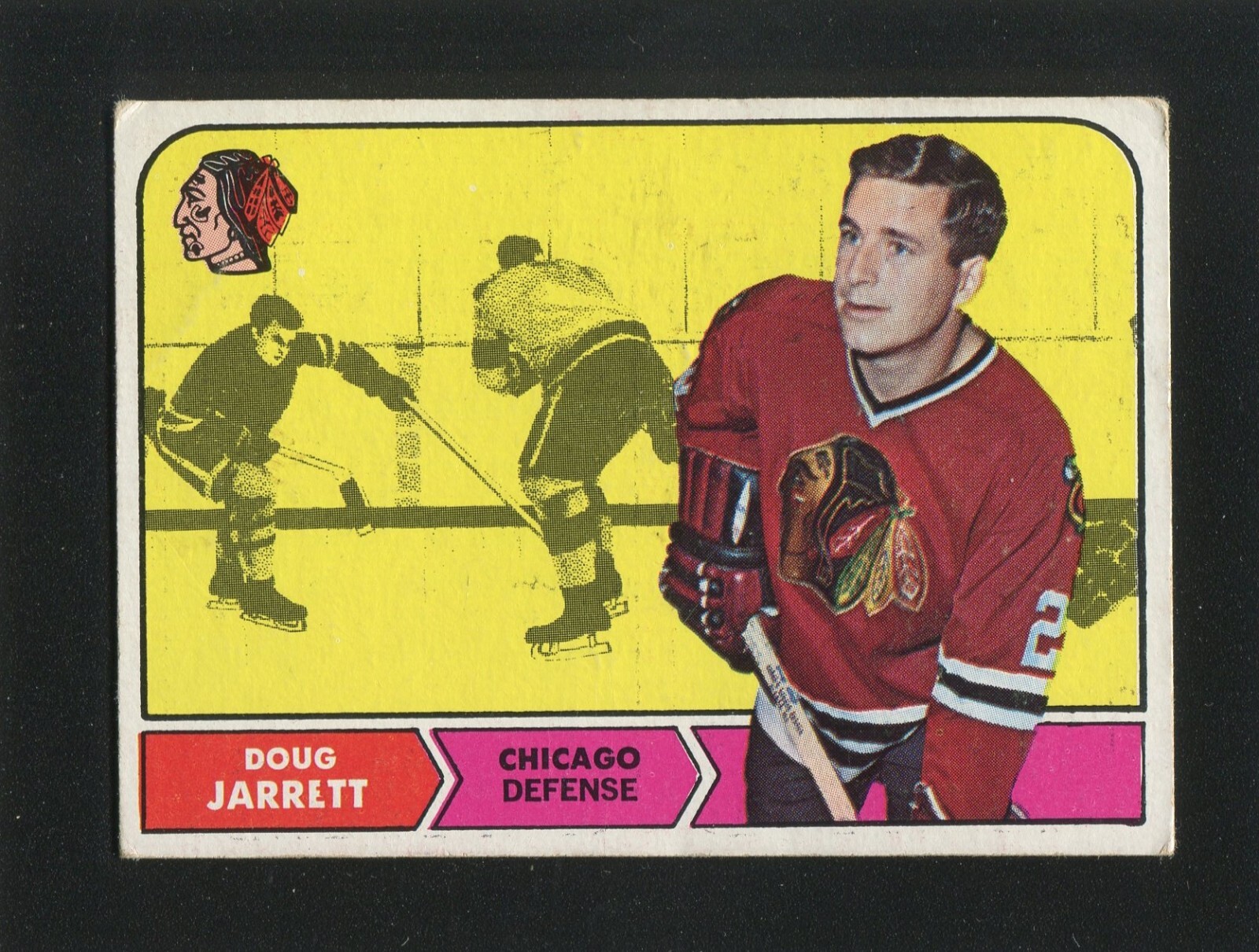 #13 DOUG JARRETT, Blackhawks - 1968 Topps: F/G, tape stain on back 240123e