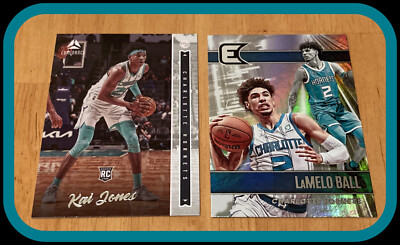 LOT OF 2  2021-22 CHRONICLES CHARLOTTE HORNETS LEMELO BALL E & JONES LUMINANCE