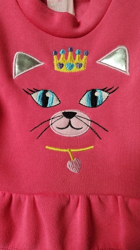 Baby Girls 3-6 mo Winter Outfit Long Sleeve Pants Pink Princess Kitty Mon Petit - Picture 2 of 7