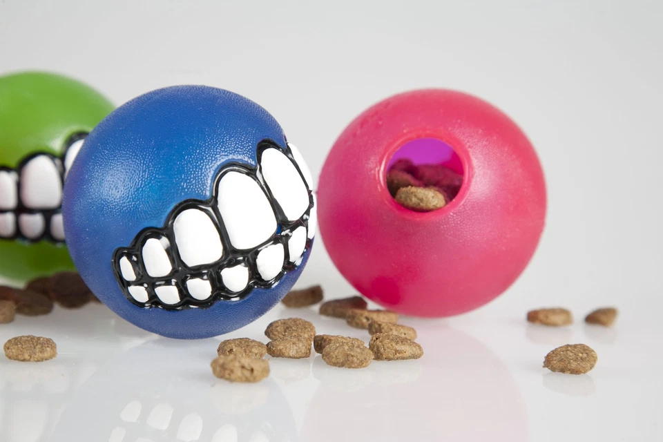 Fun Dog Treat Ball in various sizes and colors Medium Blue - Image 3 of 4