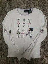 Dance ballet long sleeved shirt Youth child white 14/16 100 cotton