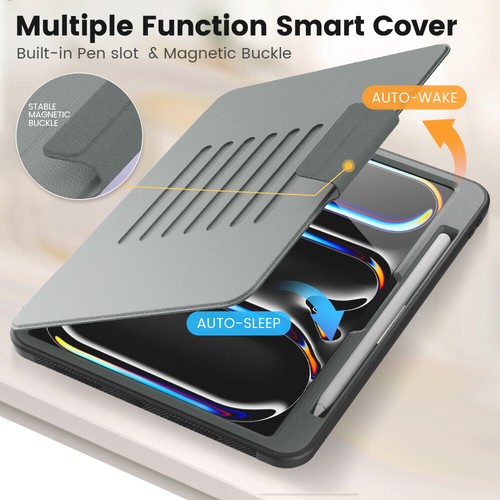 Smart Magnetic Buckle Leather Cover Stand Armor Case For iPad Pro M4/Air M3 2025 - Picture 61 of 81
