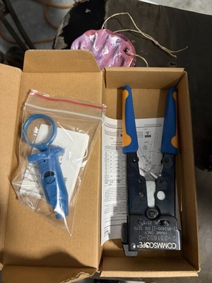 CommScope Hand Crimper and Cable Stripper Tool Kit Blue Handles 2131652-0