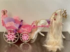 Vintage Mattel 2002 Botticelli & Carriage Barbie As Rapunzel Horse Toy