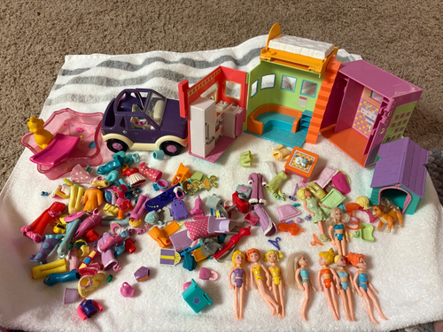 Lot De 4 Playsets Polly Pocket Incomplets Mattel - Bus Et Personnages