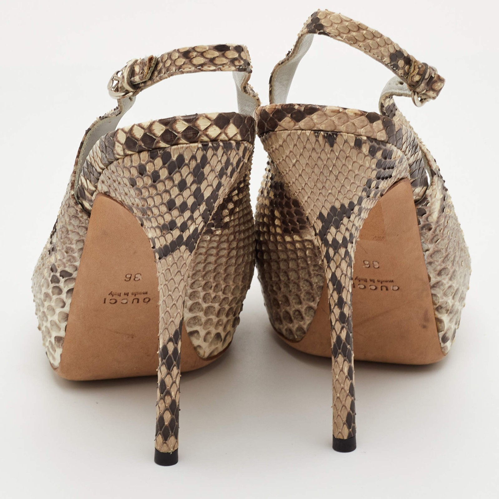 Gucci Sofia Size 36 GreyBrown Python Leather Peep… - image 5