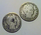 Lot of Two Barber Half Dollar Coins 90% Silver, 1902 and 1915-S