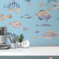 Vliestapete Unterwasserwelt Mit Fischen – TüRkis, Bunt, Rosa