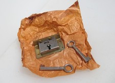 Vintage Brass Cabinet Lever Lock Cupboard Chest Drawer Bolt Iron Keys Old