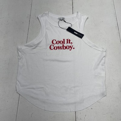 Fashion Nova Tank Top Womens 3X White Cool It Cowboy Graphic Western Plus