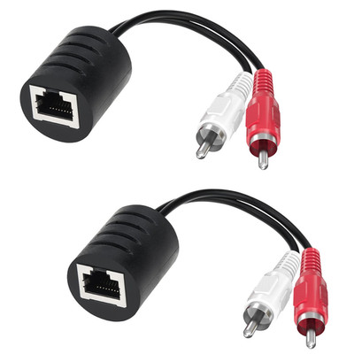 Audio Balun, 2 Pack Stereo RCA to Stereo RCA Audio Extender over Cat5 / Cat6 Uii