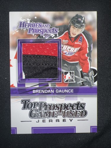 2014 In The Game Top Prospects Game Used Jersey Brendan Gaunce Hockey Card