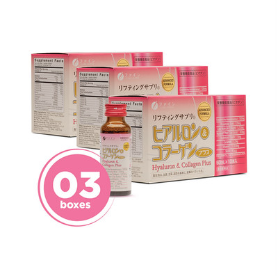 FINE JAPAN Hyaluron & Collagen Plus - Vitamin C, Biotin, Elastin [3 Boxes]