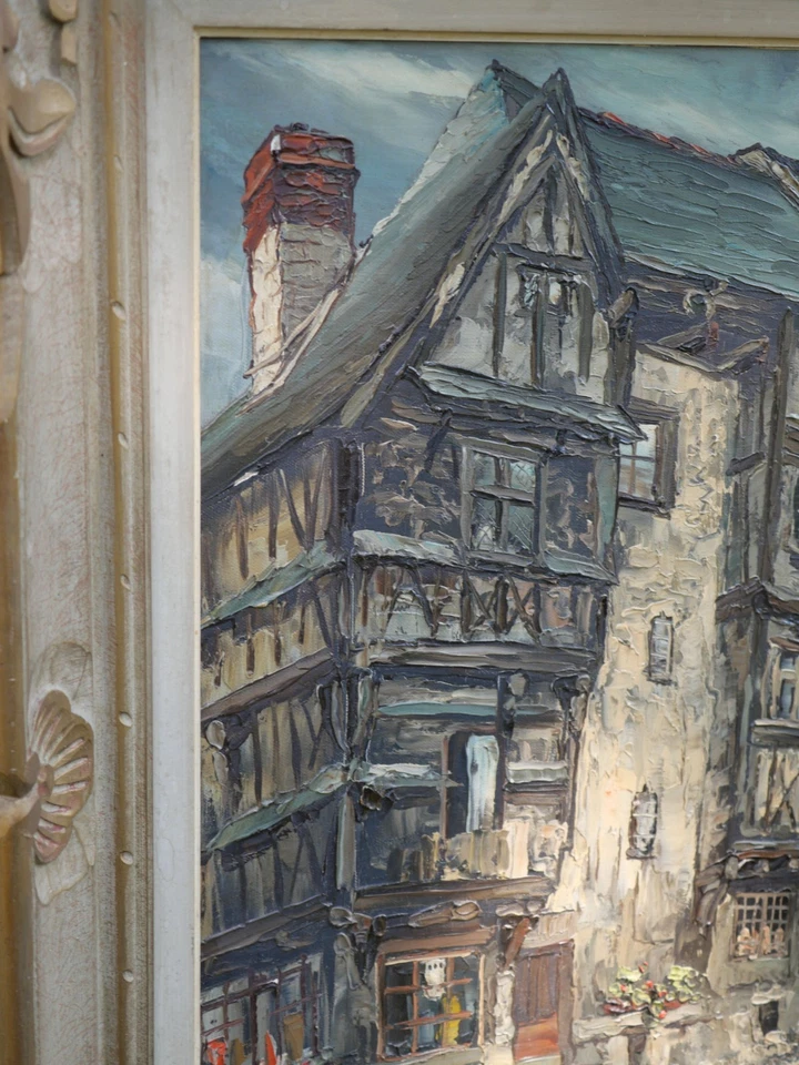 HST peinture couteau Boyer maison de bourg normande colombage RBN25BOY001 - Photo 4/4