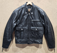 Harley-Davidson Black Leather Bomber Jacket - Size M
