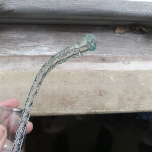 HAND BLOWN 1800s GLASSHOUSE WHIMSEY GLASS SMOKING PIPE CURVED ROPE TWIST STEM - Picture 8 of 9